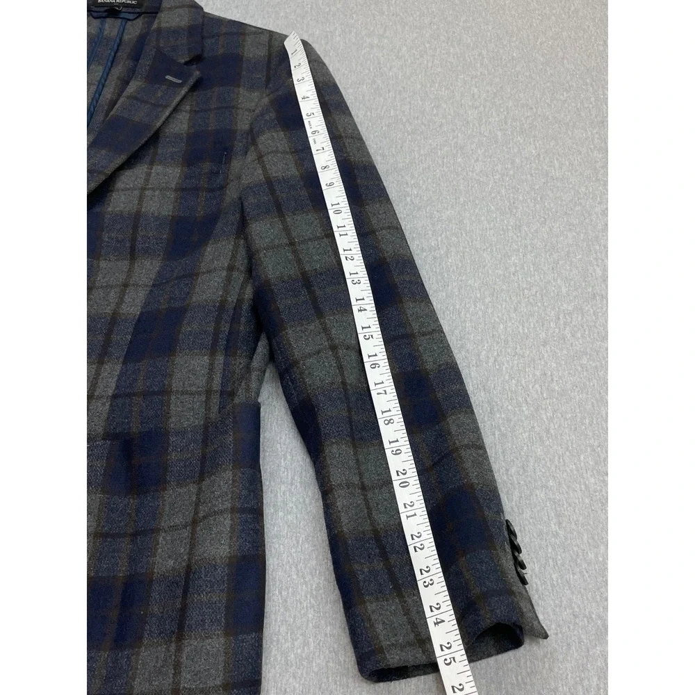 Banana Republic Blazer Mens 42 Plaid Wool Blend Tailored Fit Unlined